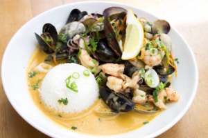 thai coconut curry mussels at finns seafood restaurant victoria bc