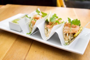 wild prawn tacos at finns seafood restaurant victoria bc